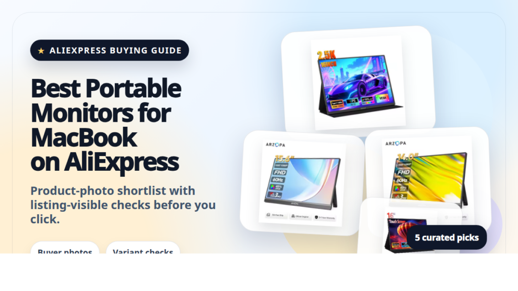Product collage thumbnail for Best Portable Monitors for MacBook on AliExpress