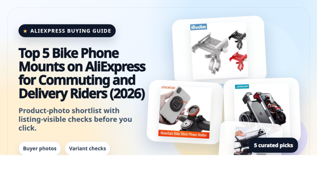 Product collage thumbnail for Top 5 Bike Phone Mounts on AliExpress for Commuting and Delivery Riders (2026)