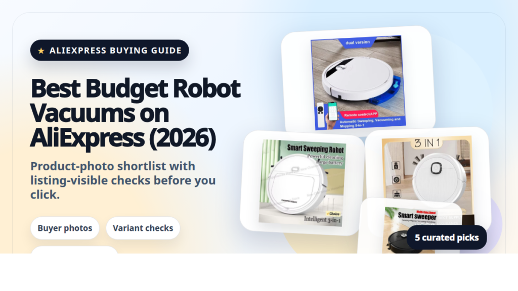 Product collage thumbnail for Best Budget Robot Vacuums on AliExpress (2026)