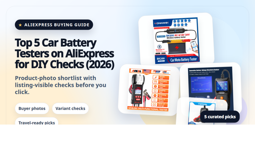 Product collage thumbnail for Top 5 Car Battery Testers on AliExpress for DIY Checks (2026)