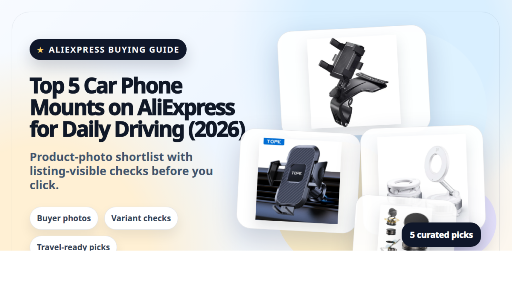 Product collage thumbnail for Top 5 Car Phone Mounts on AliExpress for Daily Driving (2026)