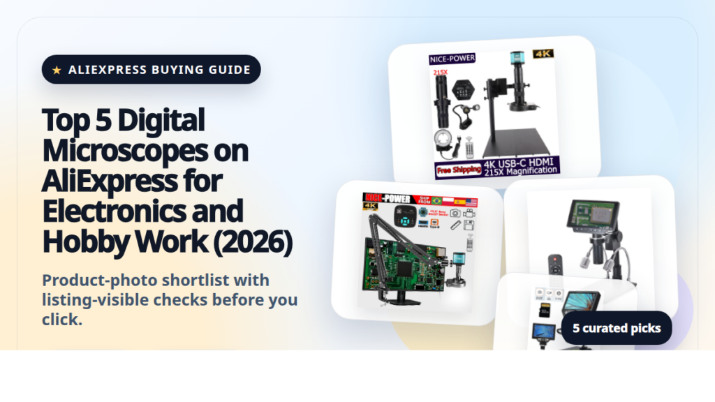 Product collage thumbnail for Top 5 Digital Microscopes on AliExpress for Electronics and Hobby Work (2026)
