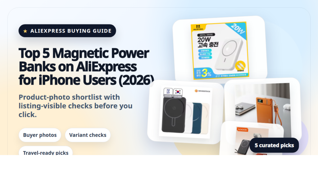 Product collage thumbnail for Top 5 Magnetic Power Banks on AliExpress for iPhone Users (2026)