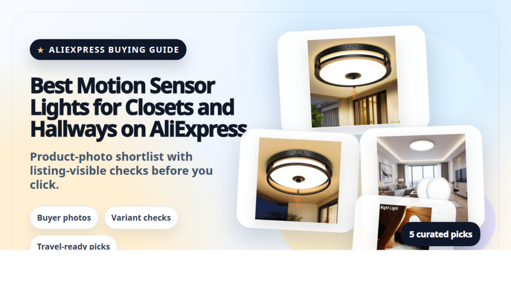 Product collage thumbnail for Best Motion Sensor Lights for Closets and Hallways on AliExpress