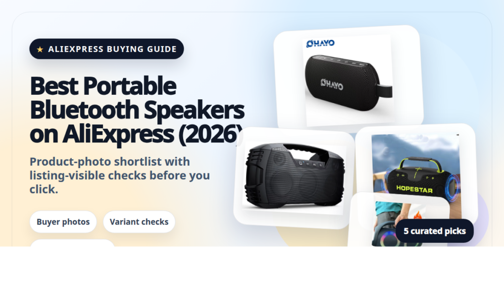 Product collage thumbnail for Best Portable Bluetooth Speakers on AliExpress (2026)