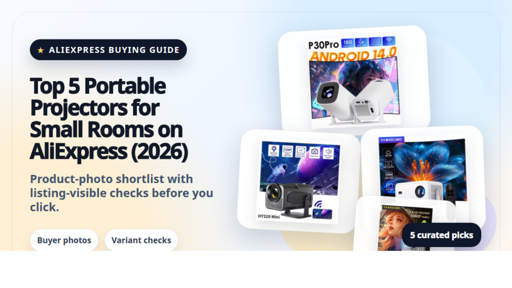 Product collage thumbnail for Top 5 Portable Projectors for Small Rooms on AliExpress (2026)