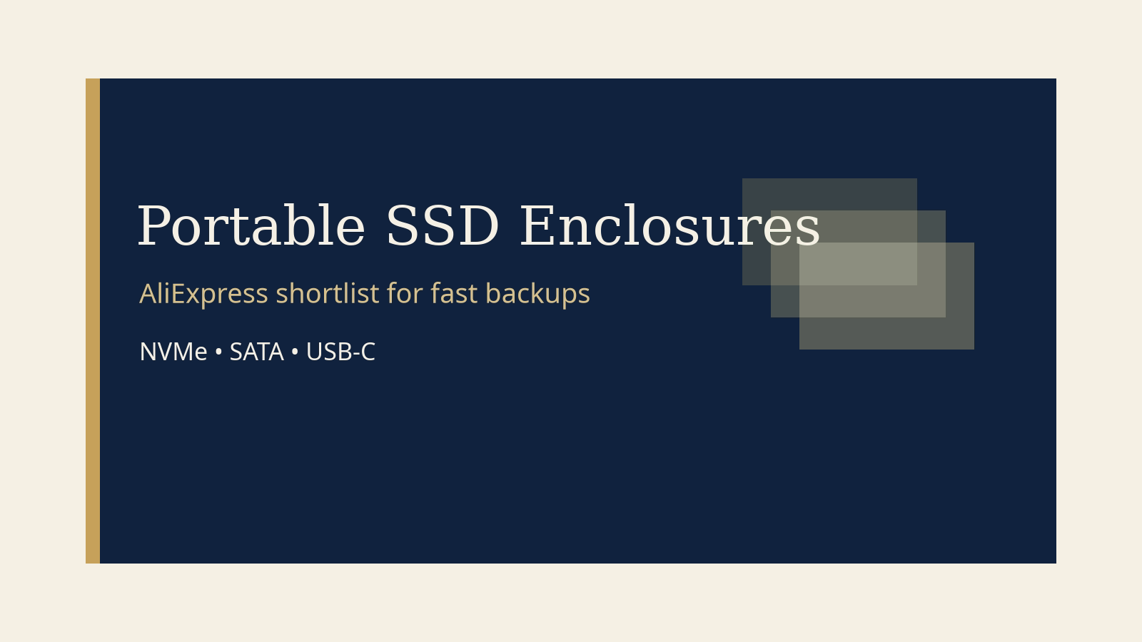 Editorial hero for portable SSD enclosures on AliExpress guide
