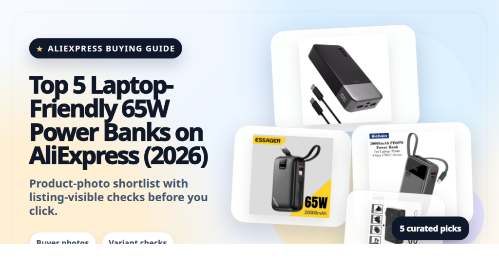 Product collage thumbnail for Top 5 Laptop-Friendly 65W Power Banks on AliExpress (2026)
