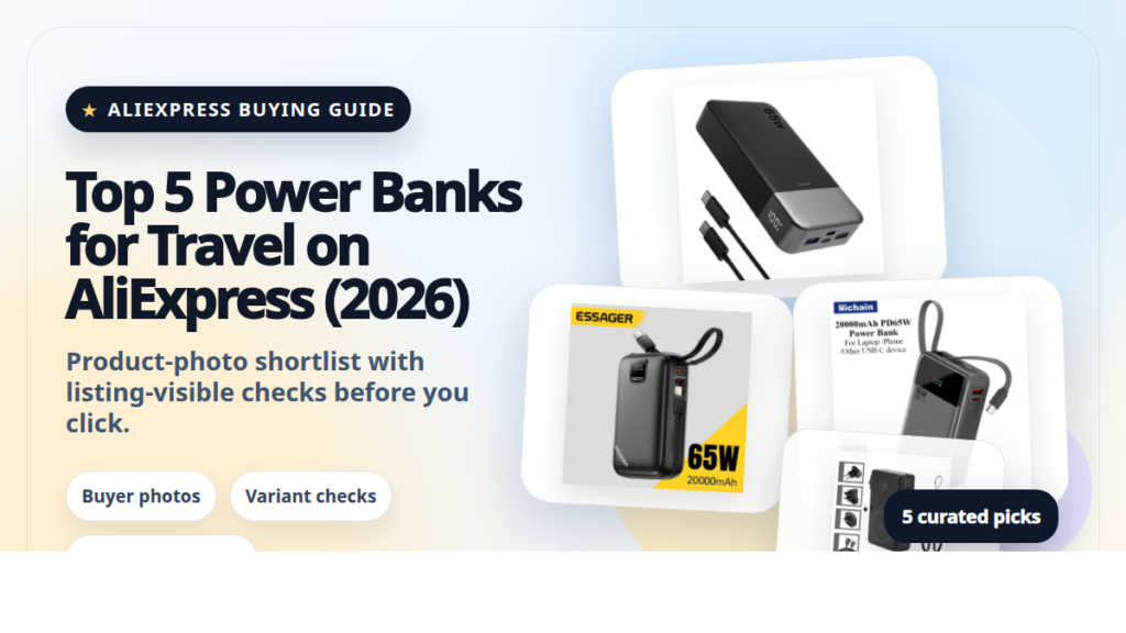 Product collage thumbnail for Top 5 Power Banks for Travel on AliExpress (2026)