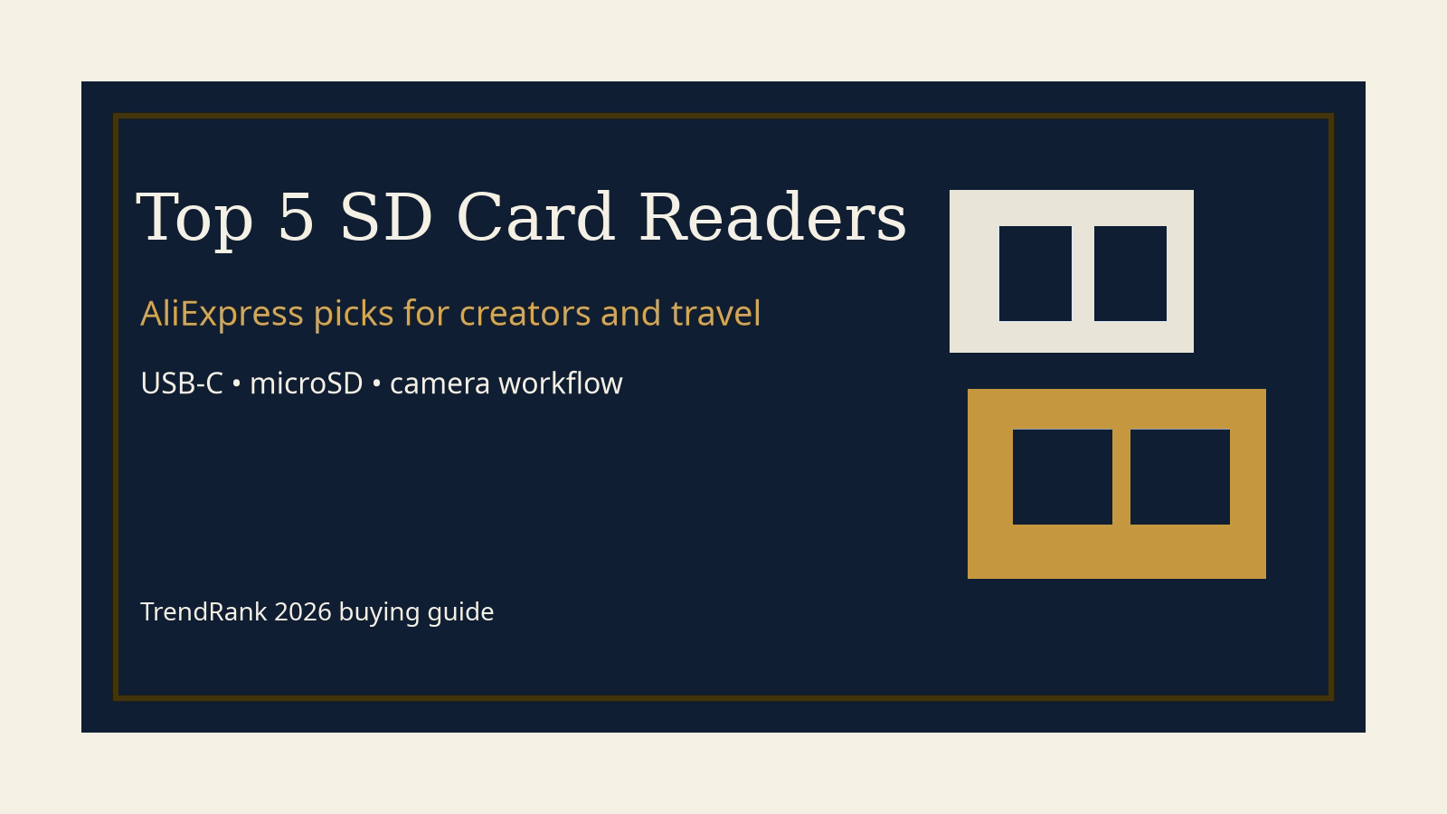 Editorial hero for TrendRank SD card readers on AliExpress guide