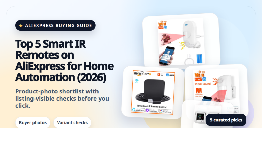 Product collage thumbnail for Top 5 Smart IR Remotes on AliExpress for Home Automation (2026)