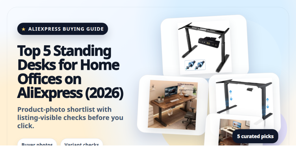 Product collage thumbnail for Top 5 Standing Desks for Home Offices on AliExpress (2026)