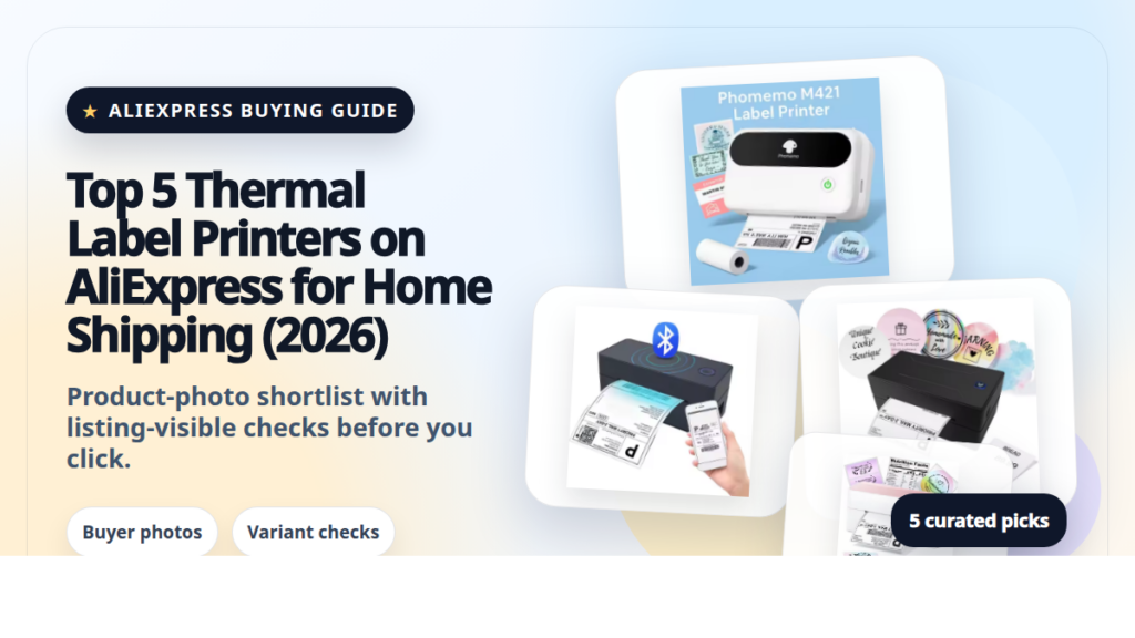 Product collage thumbnail for Top 5 Thermal Label Printers on AliExpress for Home Shipping (2026)