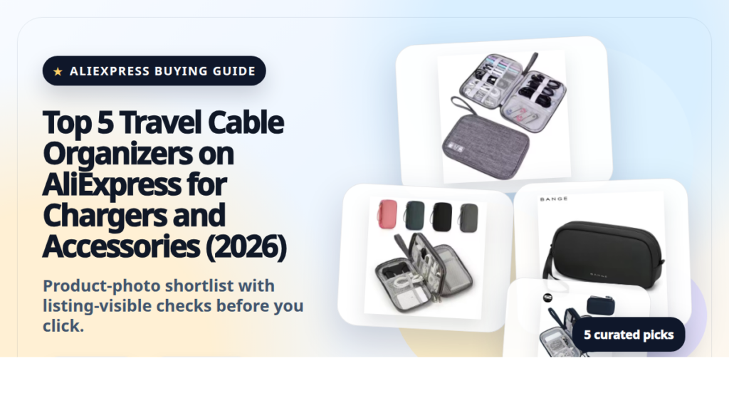 Product collage thumbnail for Top 5 Travel Cable Organizers on AliExpress for Chargers and Accessories (2026)