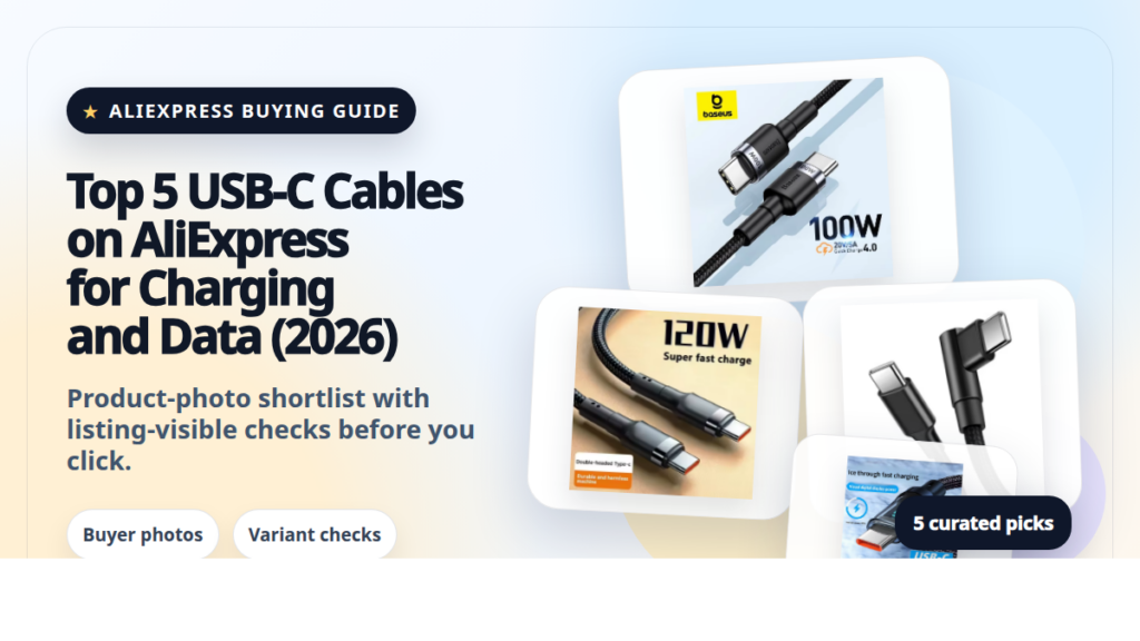Product collage thumbnail for Top 5 USB-C Cables on AliExpress for Charging and Data (2026)