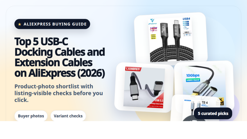 Product collage thumbnail for Top 5 USB-C Docking Cables and Extension Cables on AliExpress (2026)
