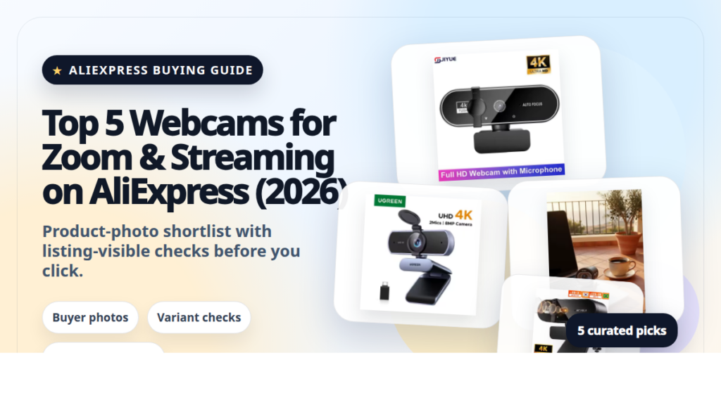 Product collage thumbnail for Top 5 Webcams for Zoom & Streaming on AliExpress (2026)