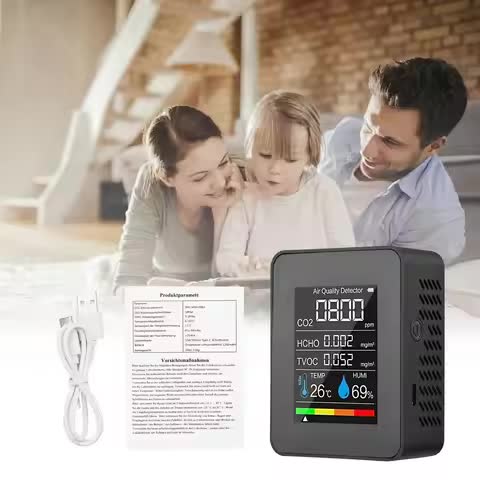 Monitor compatto Homefish 5-in-1 per temperatura umidità CO2 TVOC HCHO