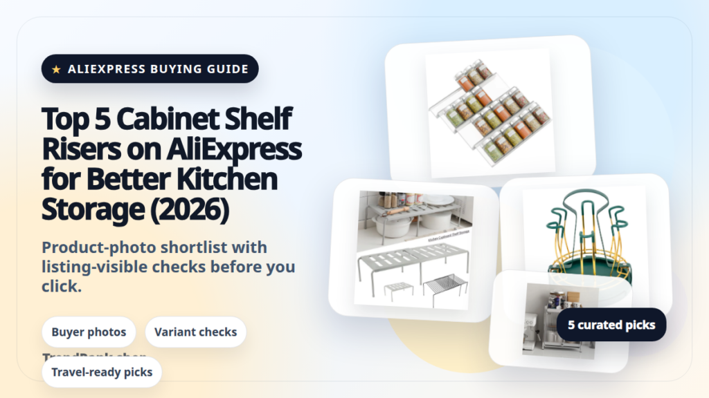 Product collage thumbnail for Top 5 Cabinet Shelf Risers on AliExpress for Better Kitchen Storage (2026)