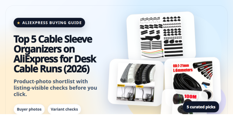 Product collage thumbnail for Top 5 Cable Sleeve Organizers on AliExpress for Desk Cable Runs (2026)