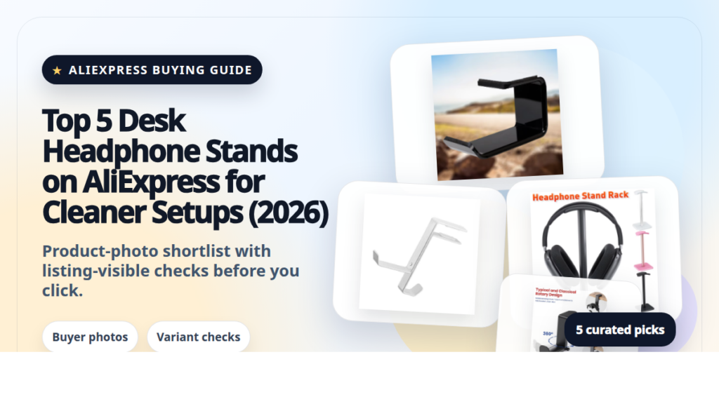 Product collage thumbnail for Top 5 Desk Headphone Stands on AliExpress for Cleaner Setups (2026)