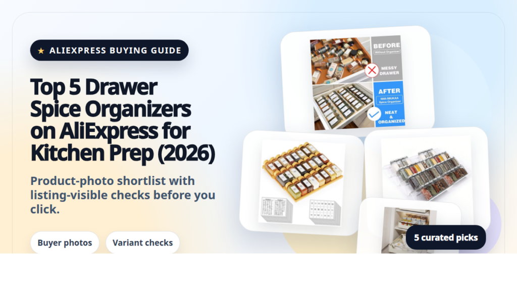 Product collage thumbnail for Top 5 Drawer Spice Organizers on AliExpress for Kitchen Prep (2026)