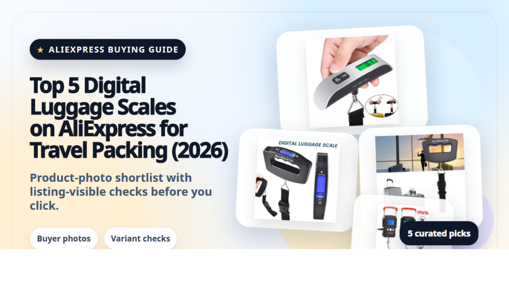 Product collage thumbnail for Top 5 Digital Luggage Scales on AliExpress for Travel Packing (2026)