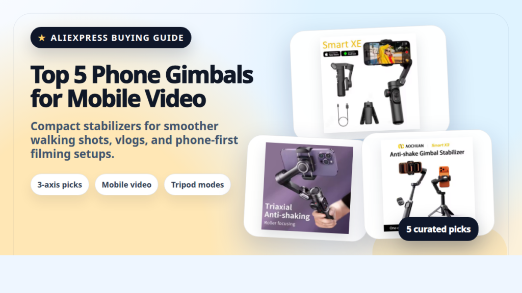 Product collage thumbnail for phone gimbals on AliExpress