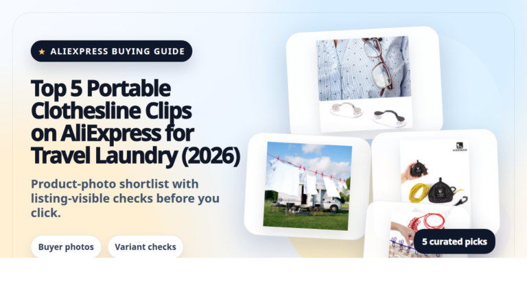 Product collage thumbnail for Top 5 Portable Clothesline Clips on AliExpress for Travel Laundry (2026)