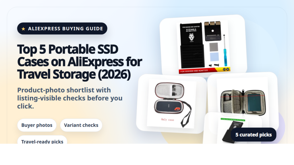 Product collage thumbnail for Top 5 Portable SSD Cases on AliExpress for Travel Storage (2026)