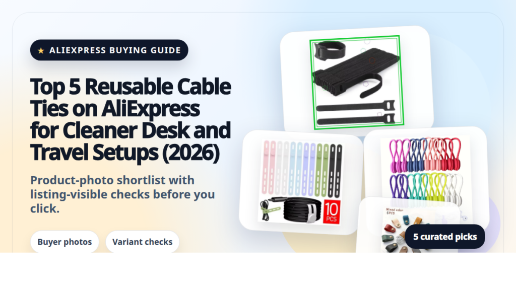 Product collage thumbnail for Top 5 Reusable Cable Ties on AliExpress for Cleaner Desk and Travel Setups (2026)