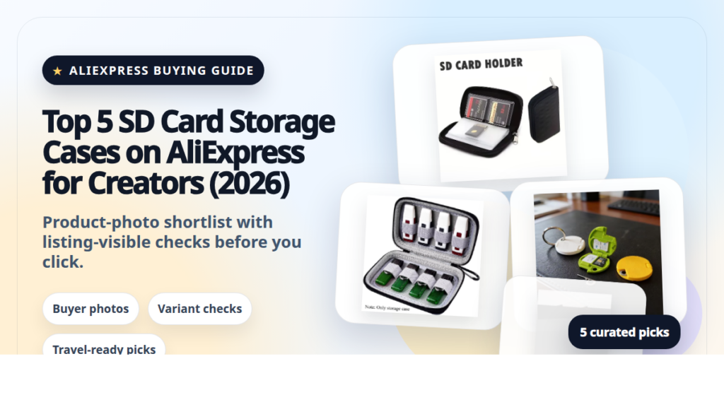 Product collage thumbnail for Top 5 SD Card Storage Cases on AliExpress for Creators (2026)