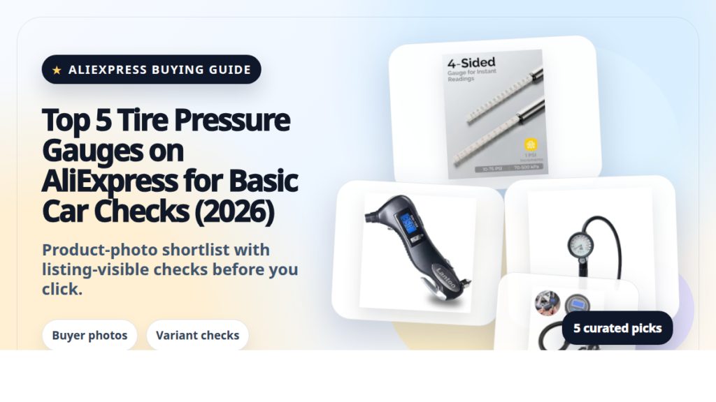 Product collage thumbnail for Top 5 Tire Pressure Gauges on AliExpress for Basic Car Checks (2026)