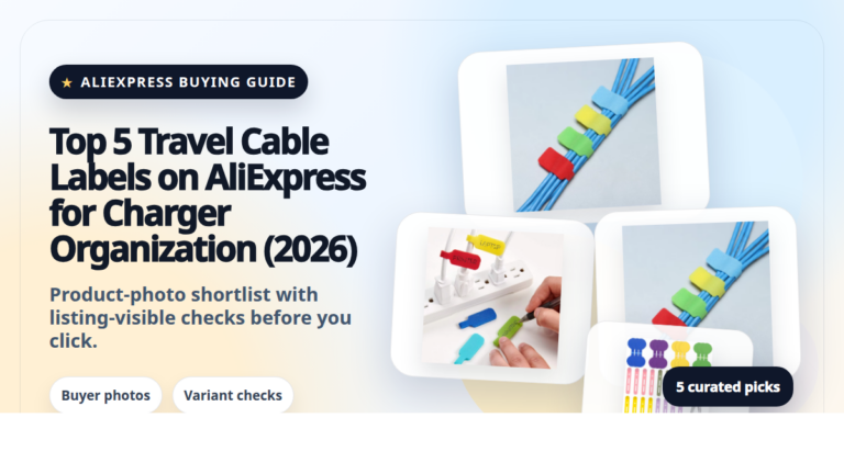 Product collage thumbnail for Top 5 Travel Cable Labels on AliExpress for Charger Organization (2026)