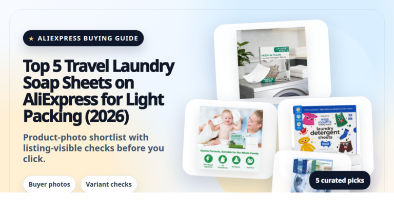 Product collage thumbnail for Top 5 Travel Laundry Soap Sheets on AliExpress for Light Packing (2026)