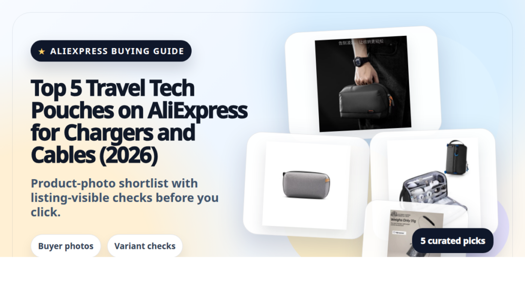 Product collage thumbnail for Top 5 Travel Tech Pouches on AliExpress for Chargers and Cables (2026)