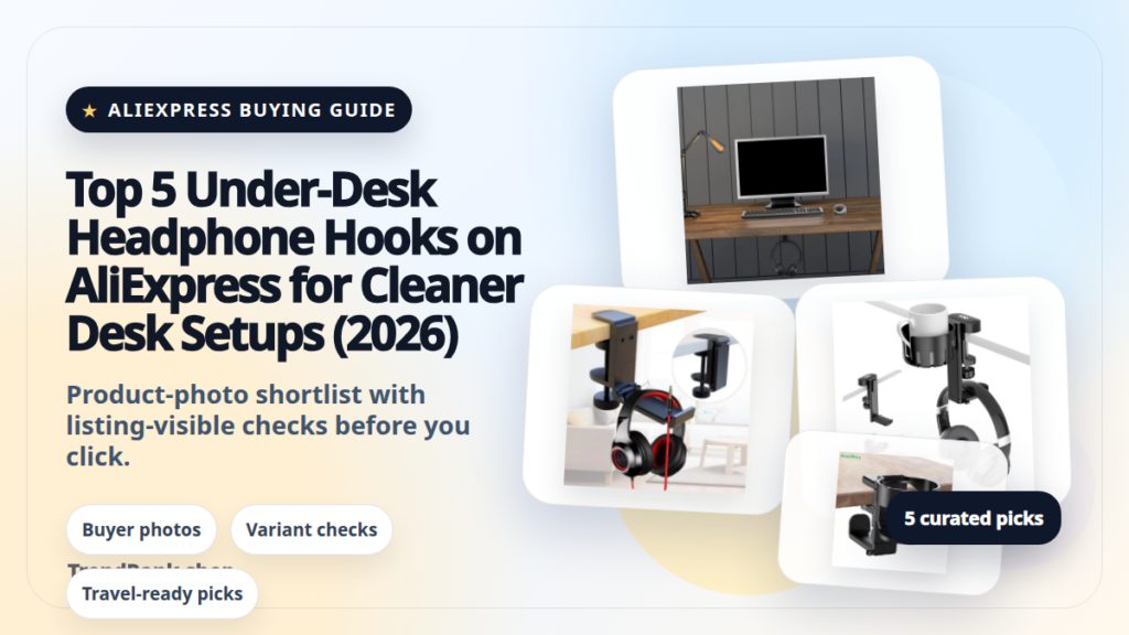 Product collage thumbnail for Top 5 Under-Desk Headphone Hooks on AliExpress for Cleaner Desk Setups (2026)