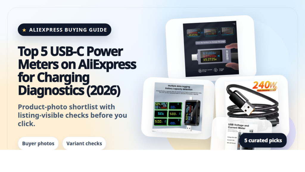 Product collage thumbnail for Top 5 USB-C Power Meters on AliExpress for Charging Diagnostics (2026)