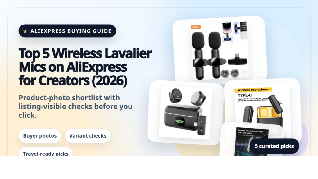 Product collage thumbnail for Top 5 Wireless Lavalier Mics on AliExpress for Creators (2026)