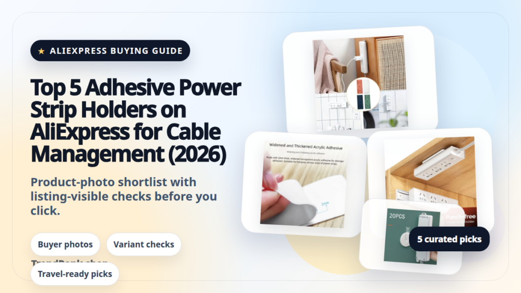 Product collage thumbnail for Top 5 Adhesive Power Strip Holders on AliExpress for Cable Management (2026)