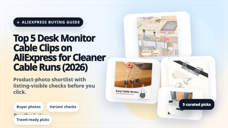 Product collage thumbnail for Top 5 Desk Monitor Cable Clips on AliExpress for Cleaner Cable Runs (2026)