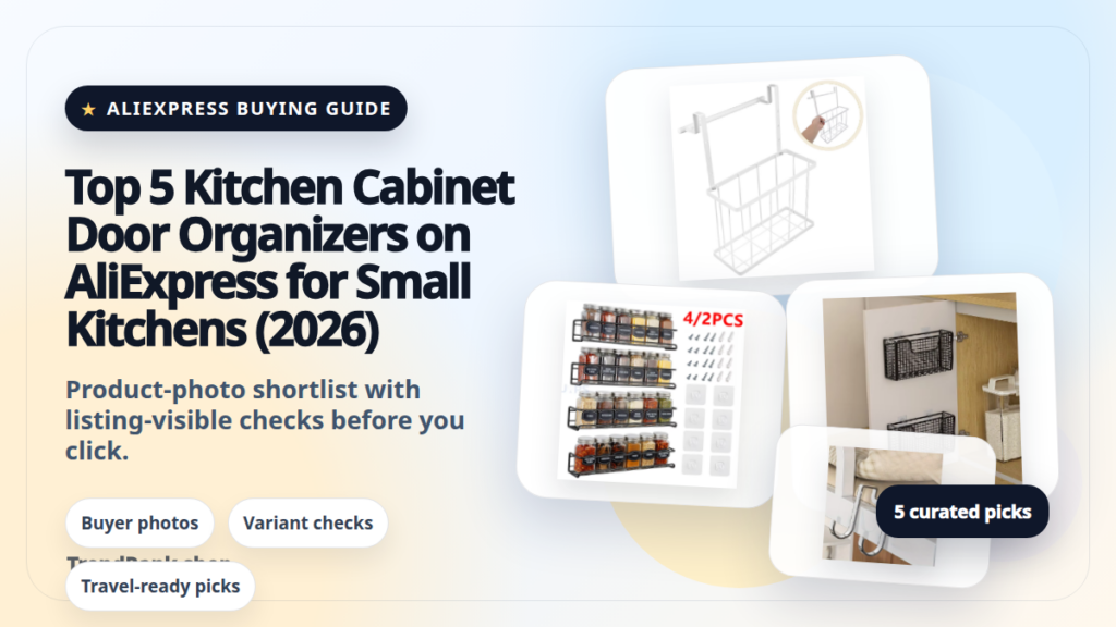 Product collage thumbnail for Top 5 Kitchen Cabinet Door Organizers on AliExpress for Small Kitchens (2026)