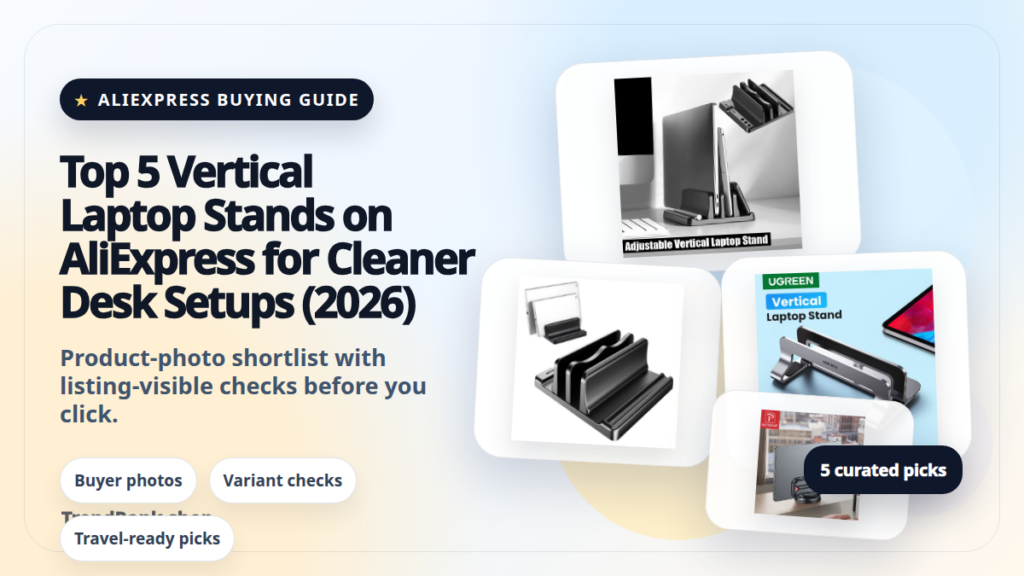 Product collage thumbnail for Top 5 Vertical Laptop Stands on AliExpress for Cleaner Desk Setups (2026)