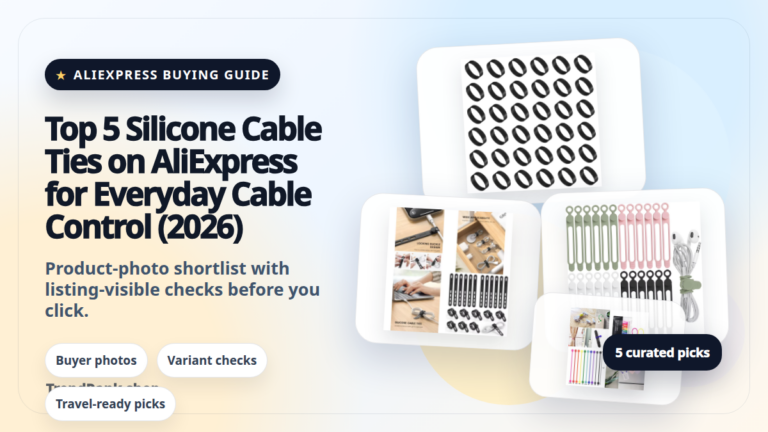 Product collage thumbnail for Top 5 Silicone Cable Ties on AliExpress for Everyday Cable Control (2026)