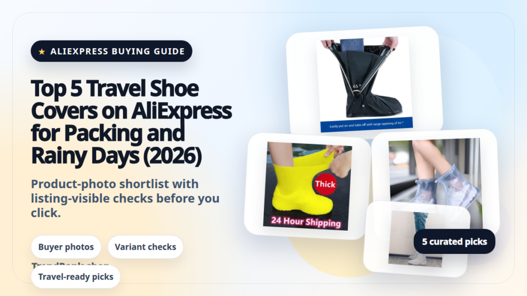 Product collage thumbnail for Top 5 Travel Shoe Covers on AliExpress for Packing and Rainy Days (2026)
