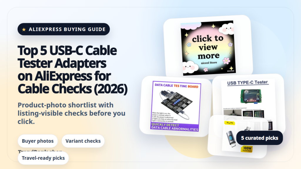 Product collage thumbnail for Top 5 USB-C Cable Tester Adapters on AliExpress for Cable Checks (2026)